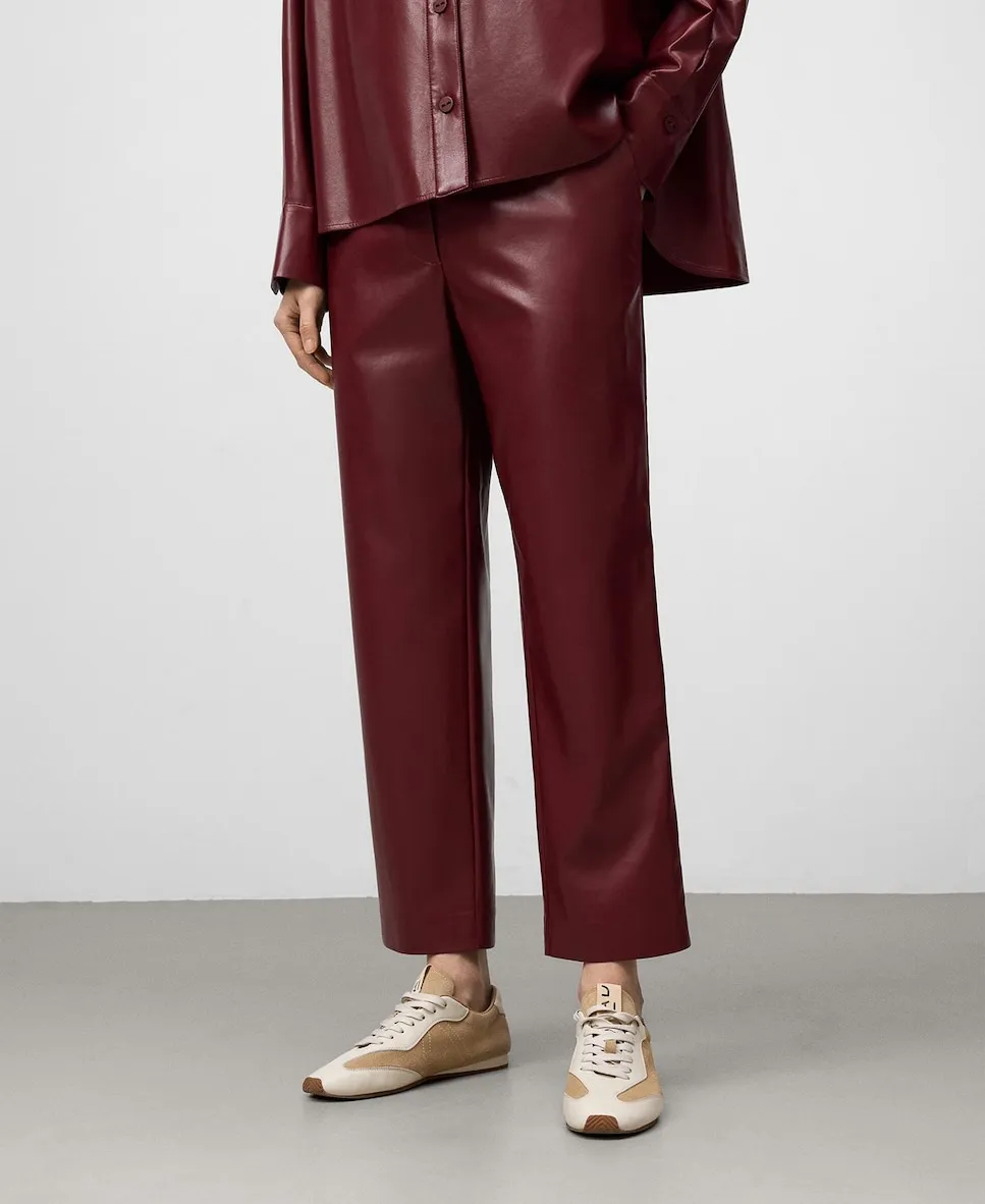 

Женские прямые брюки из кожи и не кожи Adolfo Dominguez, винный