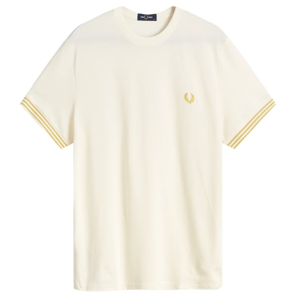 

Футболка с полосатыми манжетами Fred Perry, экрю