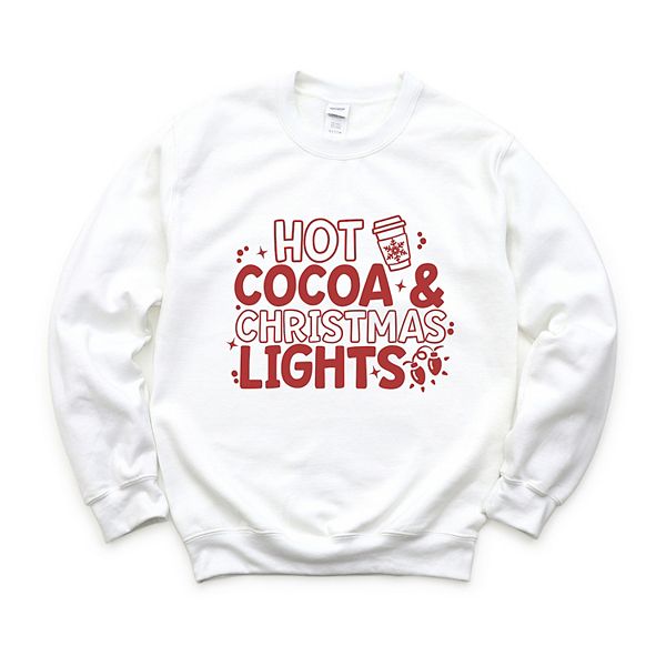 

Свитшот женский с принтом Hot cocoa and christmas lights Simply Sage Market, White, Белый, Свитшот женский с принтом Hot cocoa and christmas lights Simply Sage Market, White