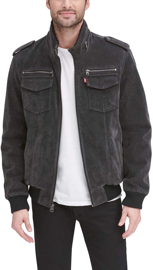 Мужская винтажная куртка-бомбер Levi's из искусственной кожи с оленем (стандартная и для больших и высоких), Charcoal — фото 3