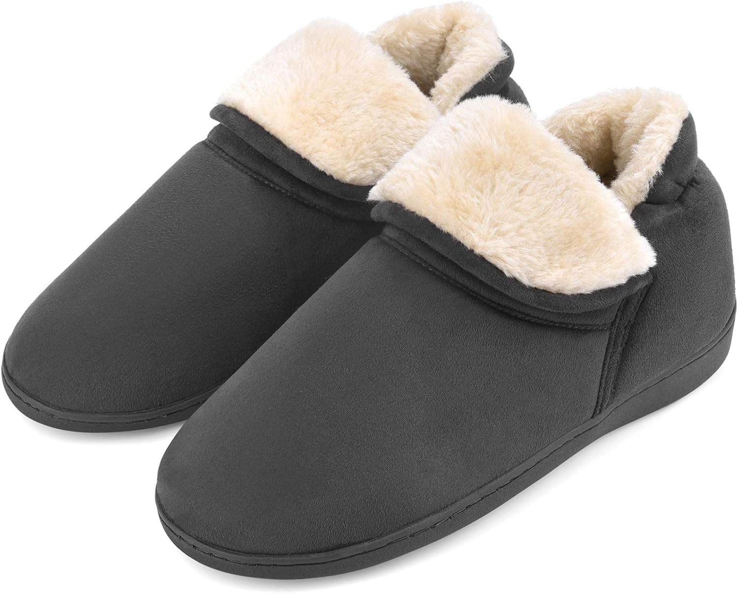 

Мужские домашние тапочки VONMAY на шнуровке с утепленным плюшем и супинатором из памяти формы, темно-серый