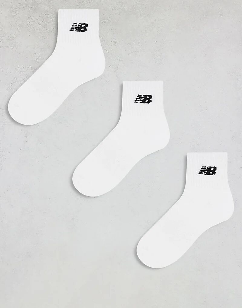 

Носки New Balance с логотипом, 3 пары, белые
