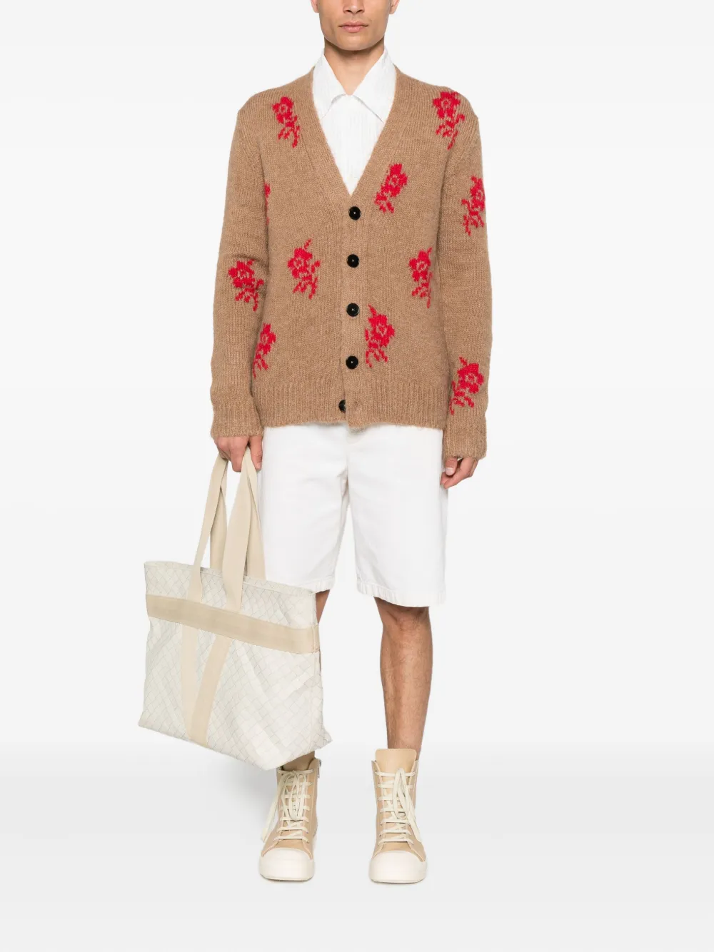 Кардиган с розовыми деталями JIL SANDER, коричневый — фото 2