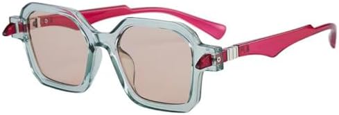 

Ретро-очки квадратной формы для женщин, модные, двухцветные, с защитой от УФ-излучения UV400; мужские солнцезащитные очки в стиле панк с многоугольными заклепками MTZJH, Clear Champagne