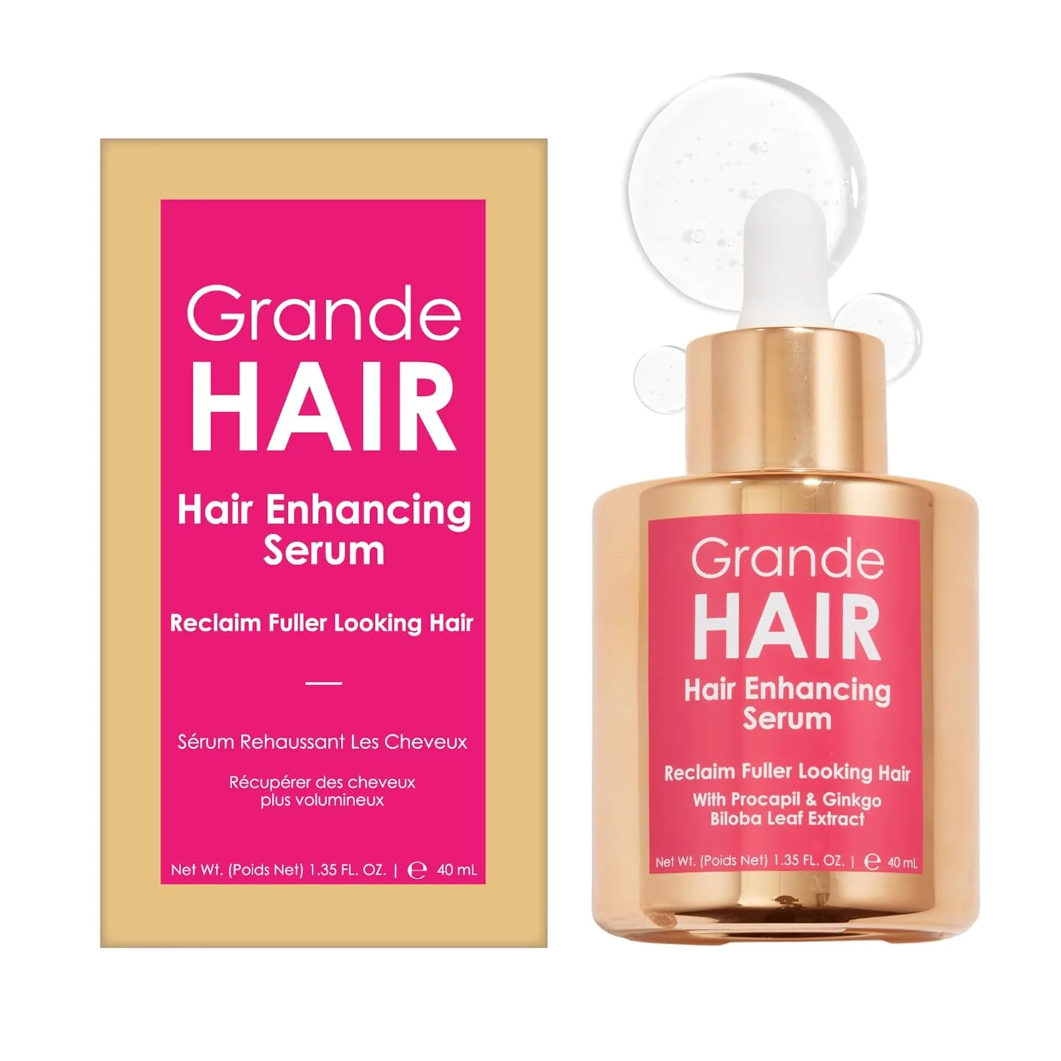 Сыворотка для волос Grande Cosmetics для мужчин и женщин, способствует увеличению густоты тонких волос, безопасна для окрашенных волос. 39,9 мл (1 шт.)