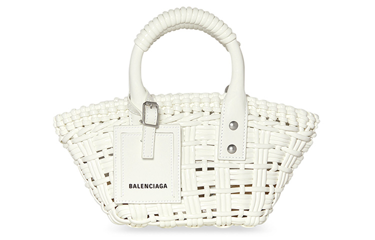 

Balenciaga BISTRO Woven Basket Bag Tote Bag Shopping Bag Crossbody Bag Handbag Extra Small Women's White