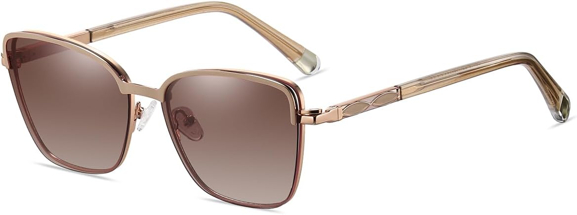 

Магнитные поляризованные солнцезащитные очки с зажимом, металлические очки «кошачий глаз» для вождения, защита от синего света, модные солнцезащитные очки для женщин weiyuchen, Brown Gold Frame