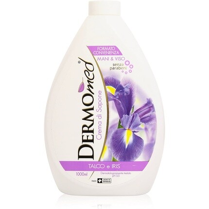 

Крем-мыло Crema Di Sapone с тальком и ароматом ириса, бутылка объемом 33,8 унции - итальянский импорт, Dermomed