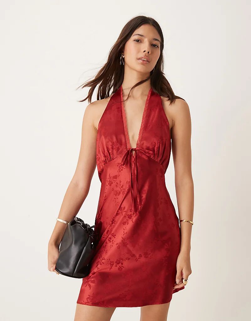 

Мини-платье с жаккардовым бретелью через шею Miss Selfridge