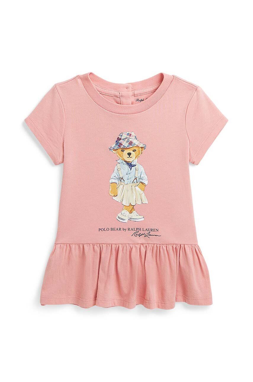 

Детская хлопковая футболка Polo Ralph Lauren, розовый