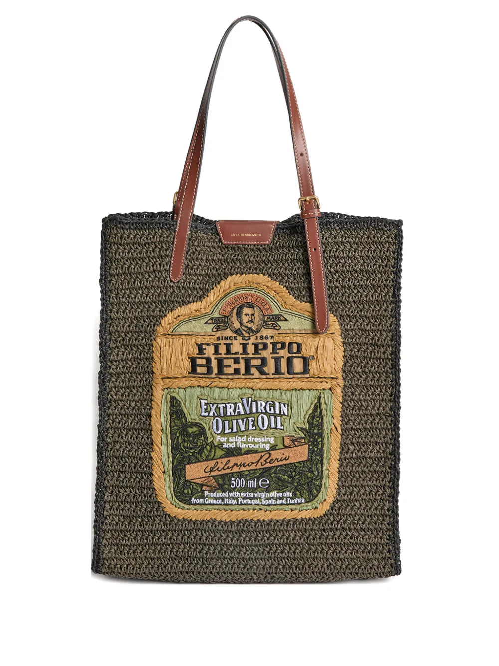 

Сумка-тоут Filippo Berio из рафии Anya Hindmarch, зеленый