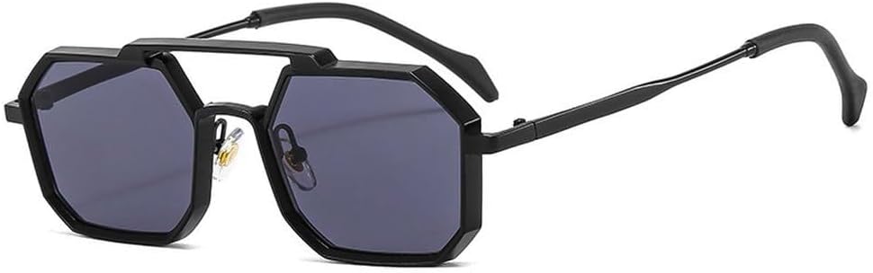 

Ретро-металлические панк-солнцезащитные очки в форме многоугольника и квадрата для женщин, модные, с прозрачными линзами, защита от УФ-излучения UV400, мужские, красные и желтые LXLHWN, Black Grey