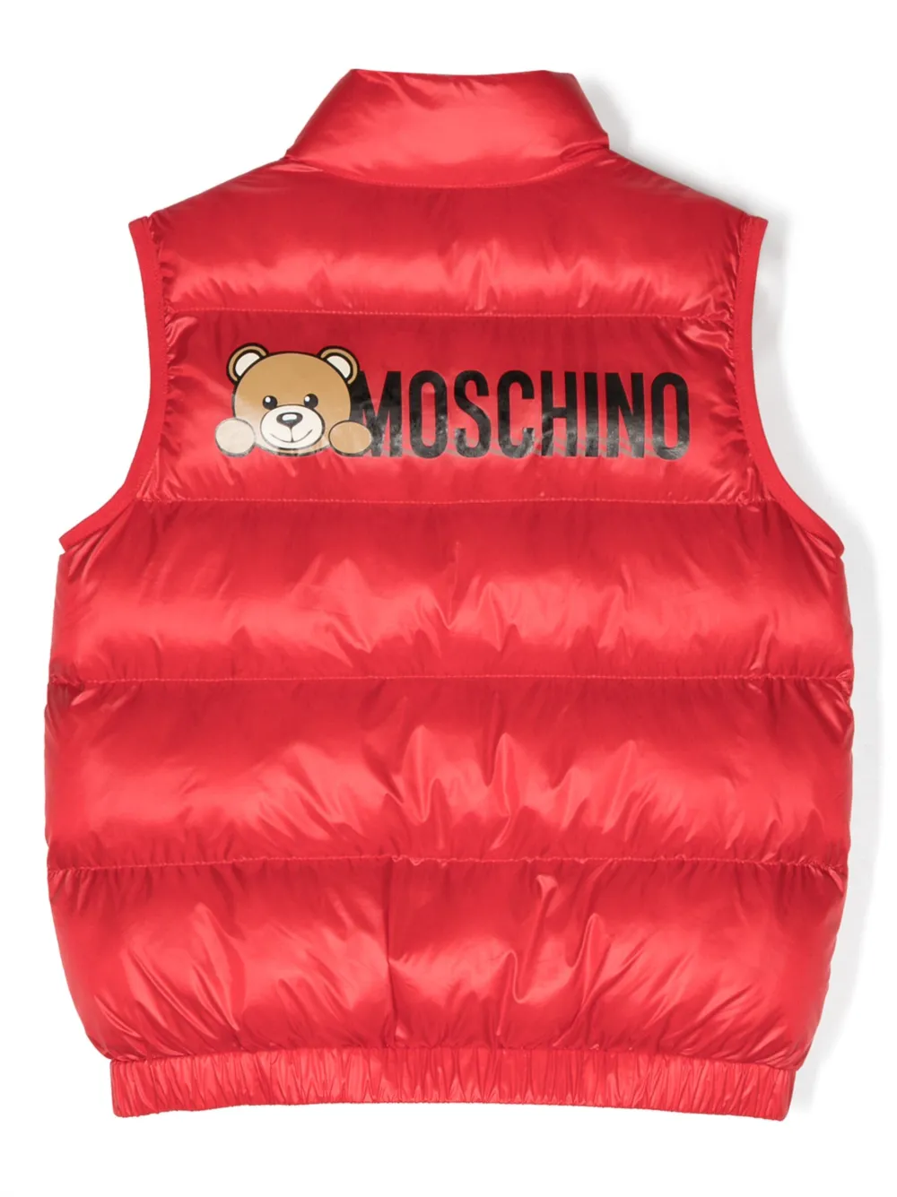 Дутый жилет с логотипом Moschino Kids, красный — фото 2