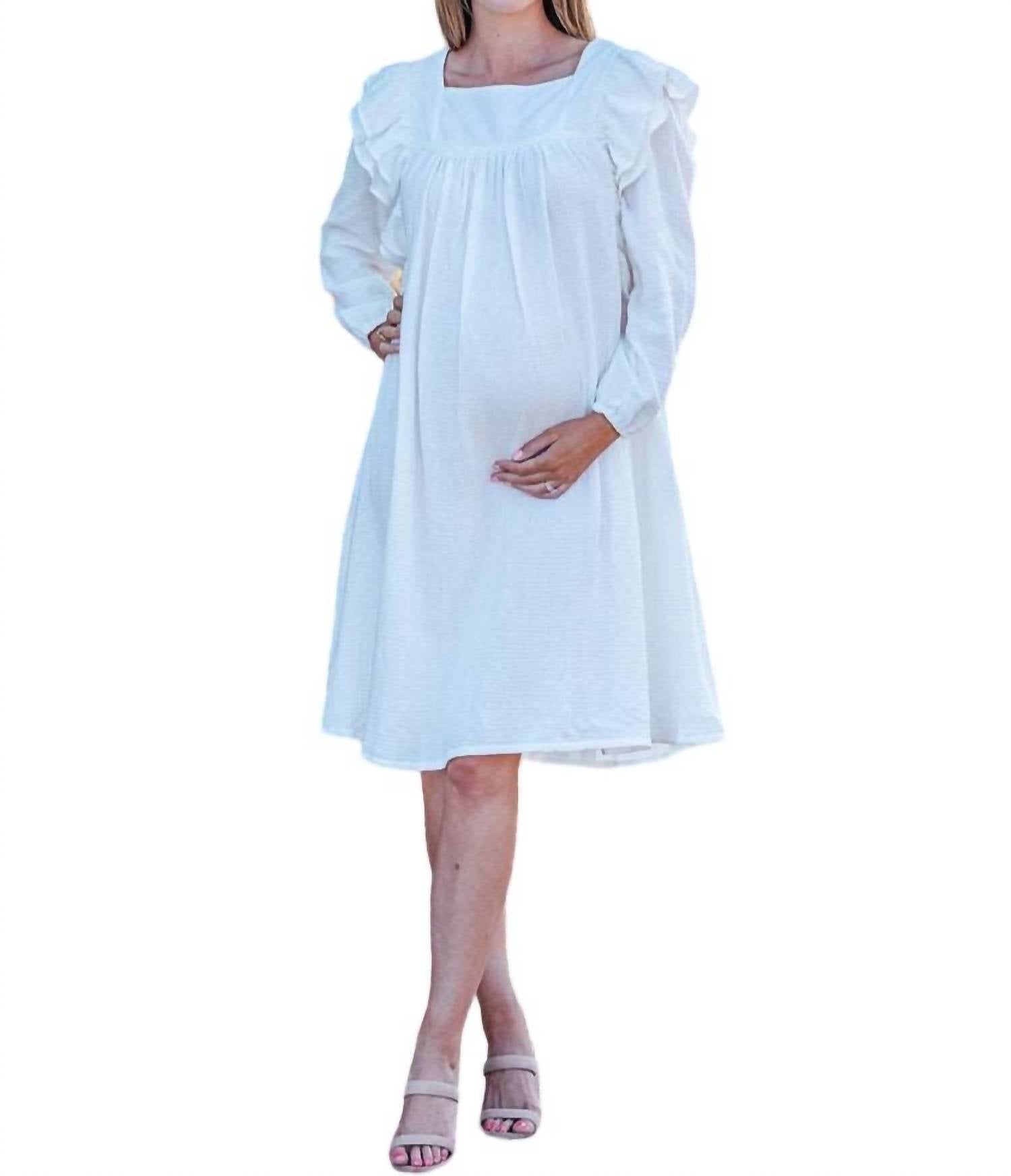 

Платье крючком из кружева и муслина белого цвета Liv Maternity