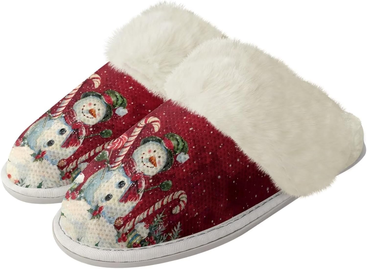 

Зимние рождественские спа-тапочки Drnuikhe, домашние тапочки из пены с эффектом памяти, обувь для дома и улицы, размер L, для мужчин и женщин, Christmas Candy Canes