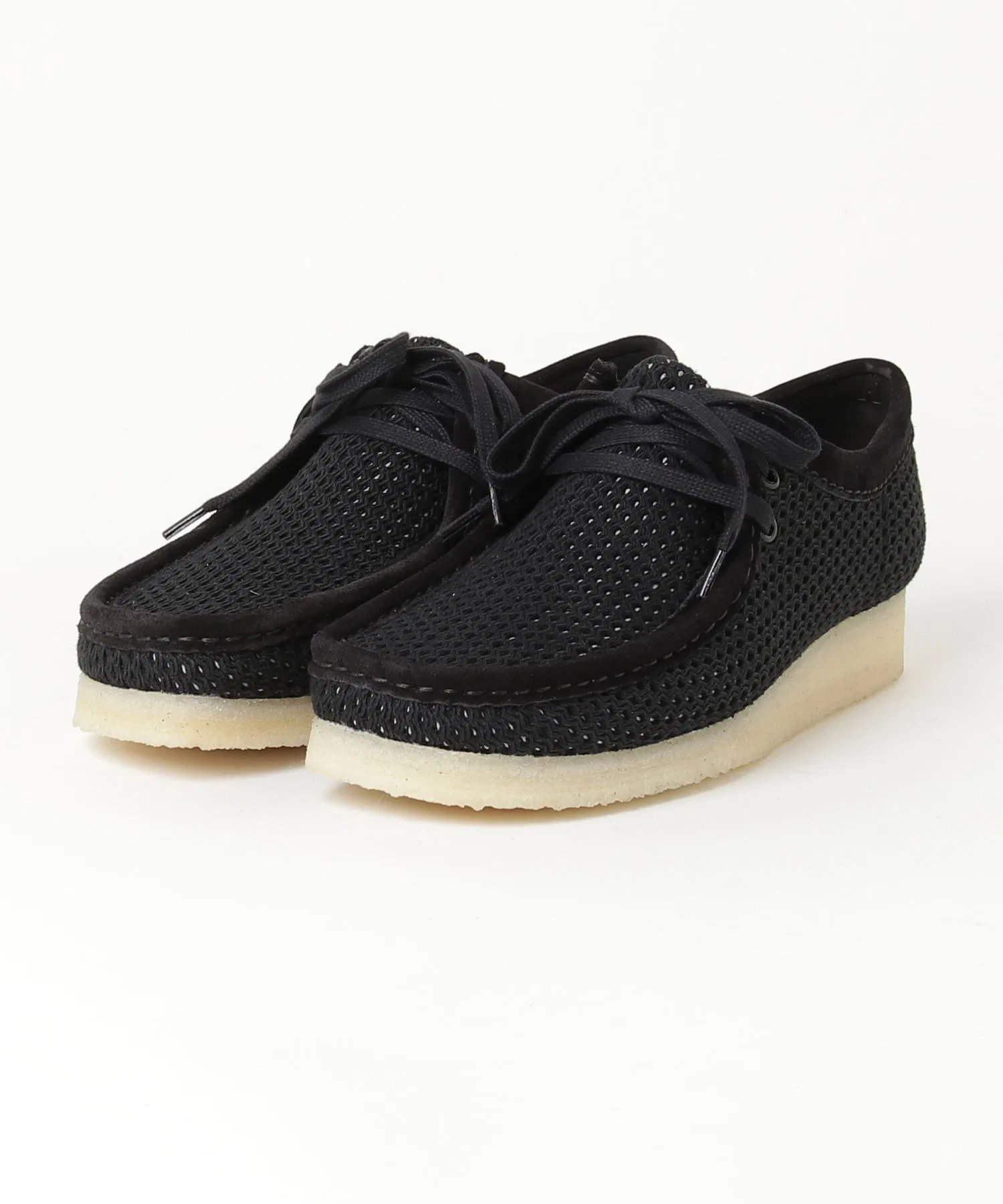 Мужские мокасины из сетки Clarks Wallabee чёрные