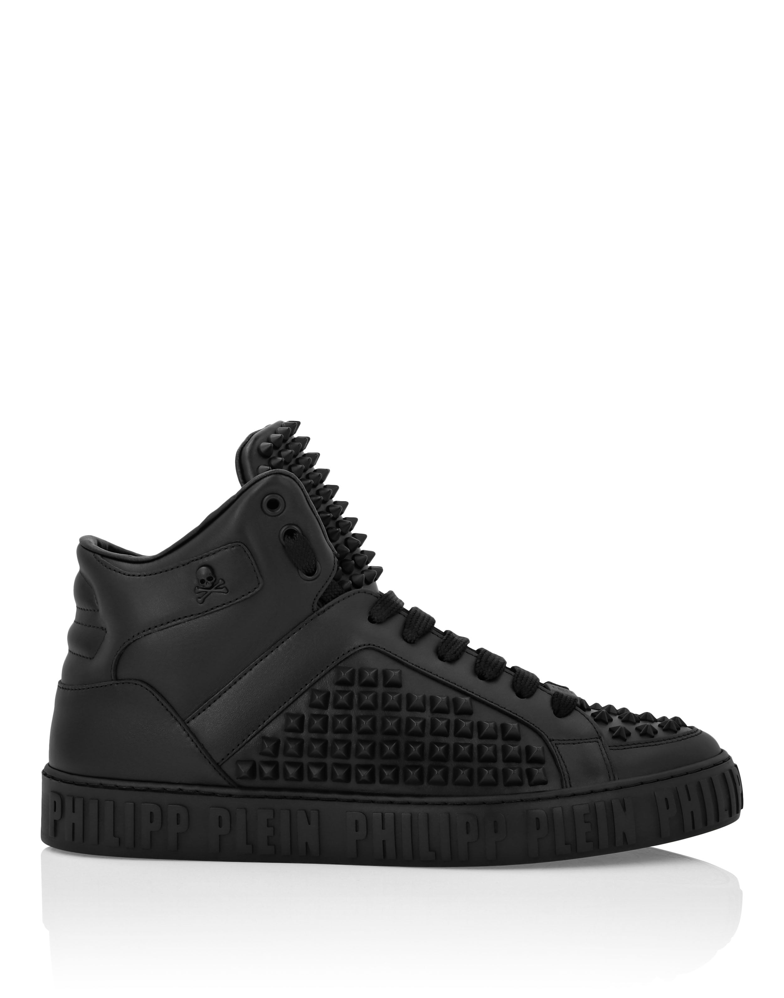 Кеды Mid-Top из кожи Nappa с шипами PHILIPP PLEIN, белый — фото 2