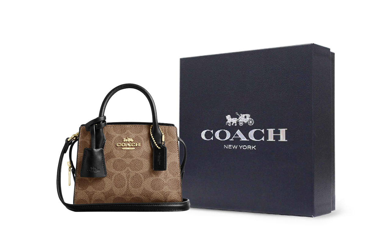 

COACH Миниатюрная женская сумка через плечо из лакированного холста