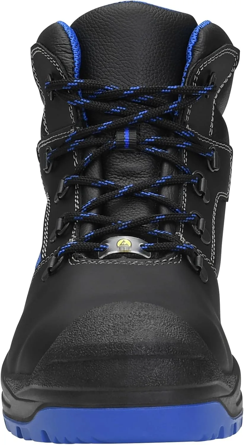 Защитные ботинки ELTEN Leonardo XXSG Black-Blue Mid ESD S3, женские и мужские, кожаные, со стальным защитным носком, легкие, прочные, черный/синий — фото 4