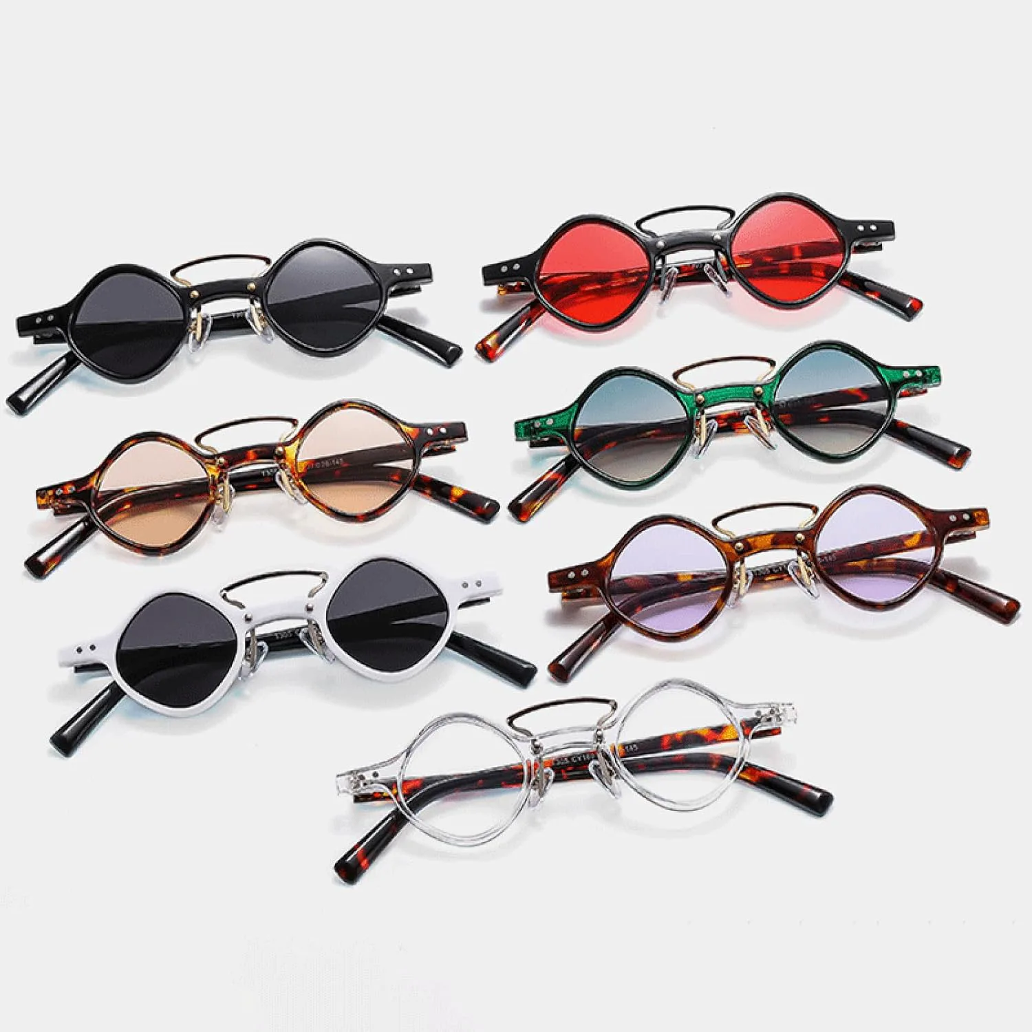 

Маленькие круглые солнцезащитные очки для мужчин и женщин в стиле стимпанк, с двойным градиентом, для вождения, защита от УФ-излучения UV400 DSVIGF, Leopard Tea