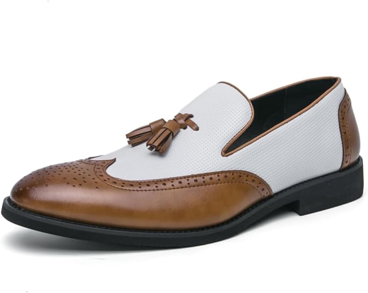 

Мужские пенни-лоферы с кисточками, повседневные слипоны и свадебные туфли для мужчин Naigesto, белый/коричневый