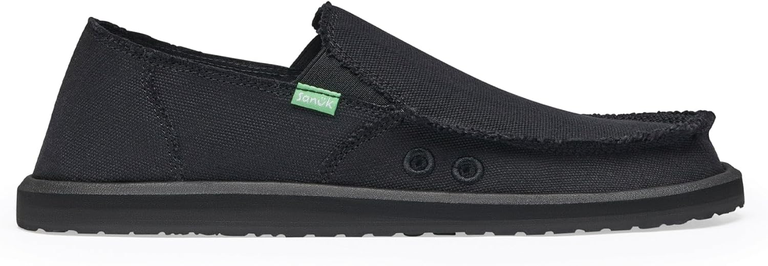 Мужские слипоны Sanuk Vagabond Sidewalk Surfer, Стелька с высокой амортизацией, Скукоживаемые обувь для мужчин, Мужские лоферы без шнурков, Blackout — фото 2