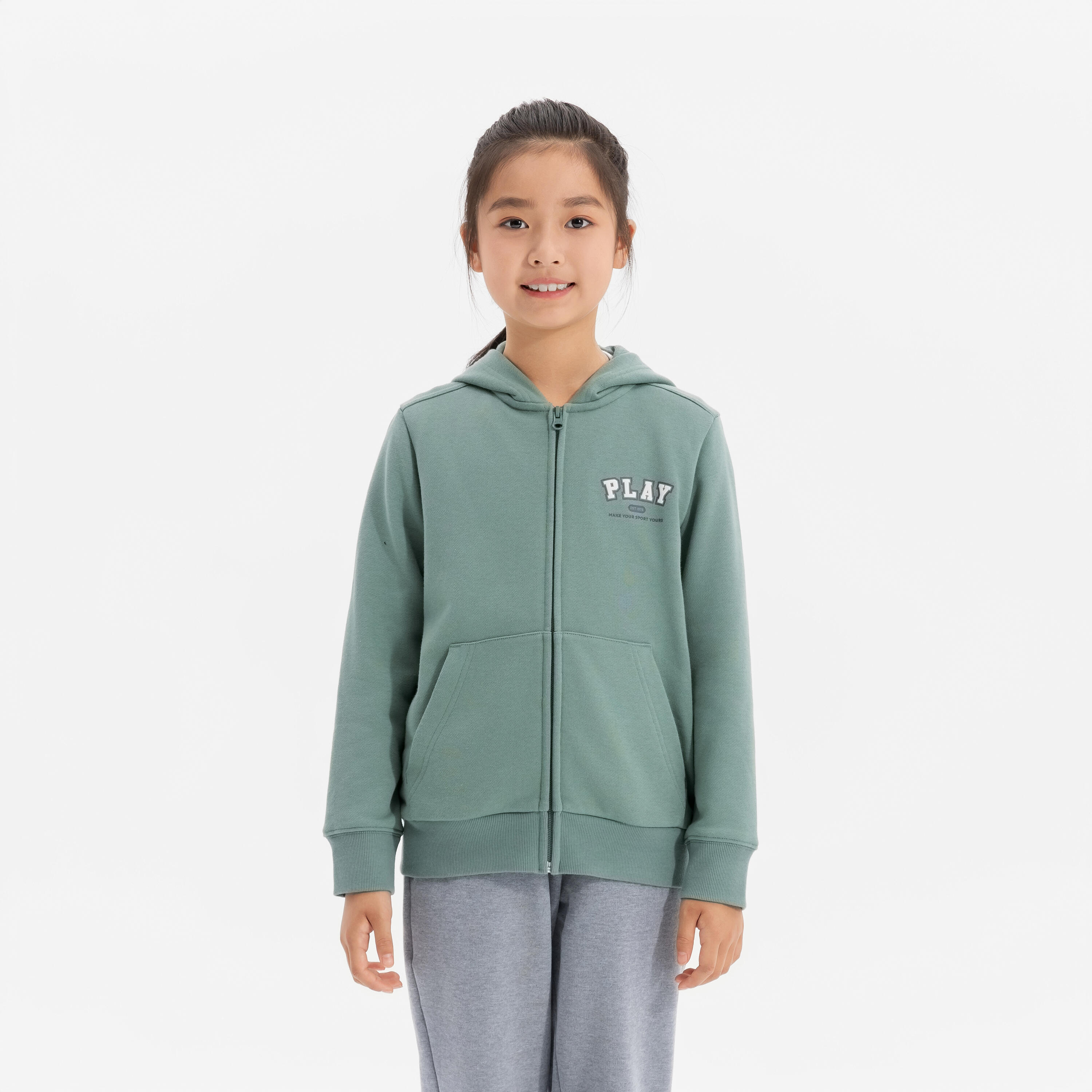 

Детская флисовая толстовка Domyos с молнией — эвкалиптовый