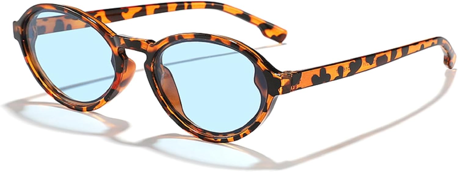 

Ретро маленькие овальные солнцезащитные очки для женщин, модные, с металлической оправой, градиентные солнцезащитные очки для мужчин, очки в стиле 90-х mincl, Leopard Blue