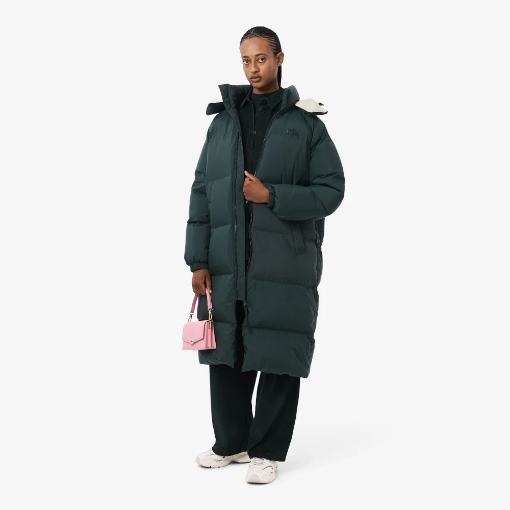 Пуховик Lacoste Удлиненный с капюшоном, Зеленый — фото 4