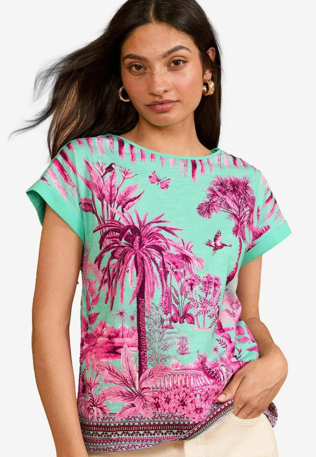 

Футболка с принтом REGULAR FIT - CREW NECK Love & Roses, бирюзовый