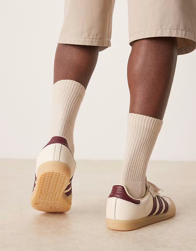 Кроссовки Adidas Originals Samba OG кремового и бордового цветов — фото 3