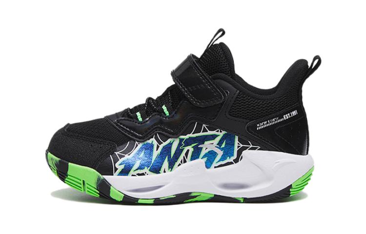 

Анта Windhole Cushioning Mid-Top детские баскетбольные кроссовки черно-зеленые для детей 3-7 лет Antakids