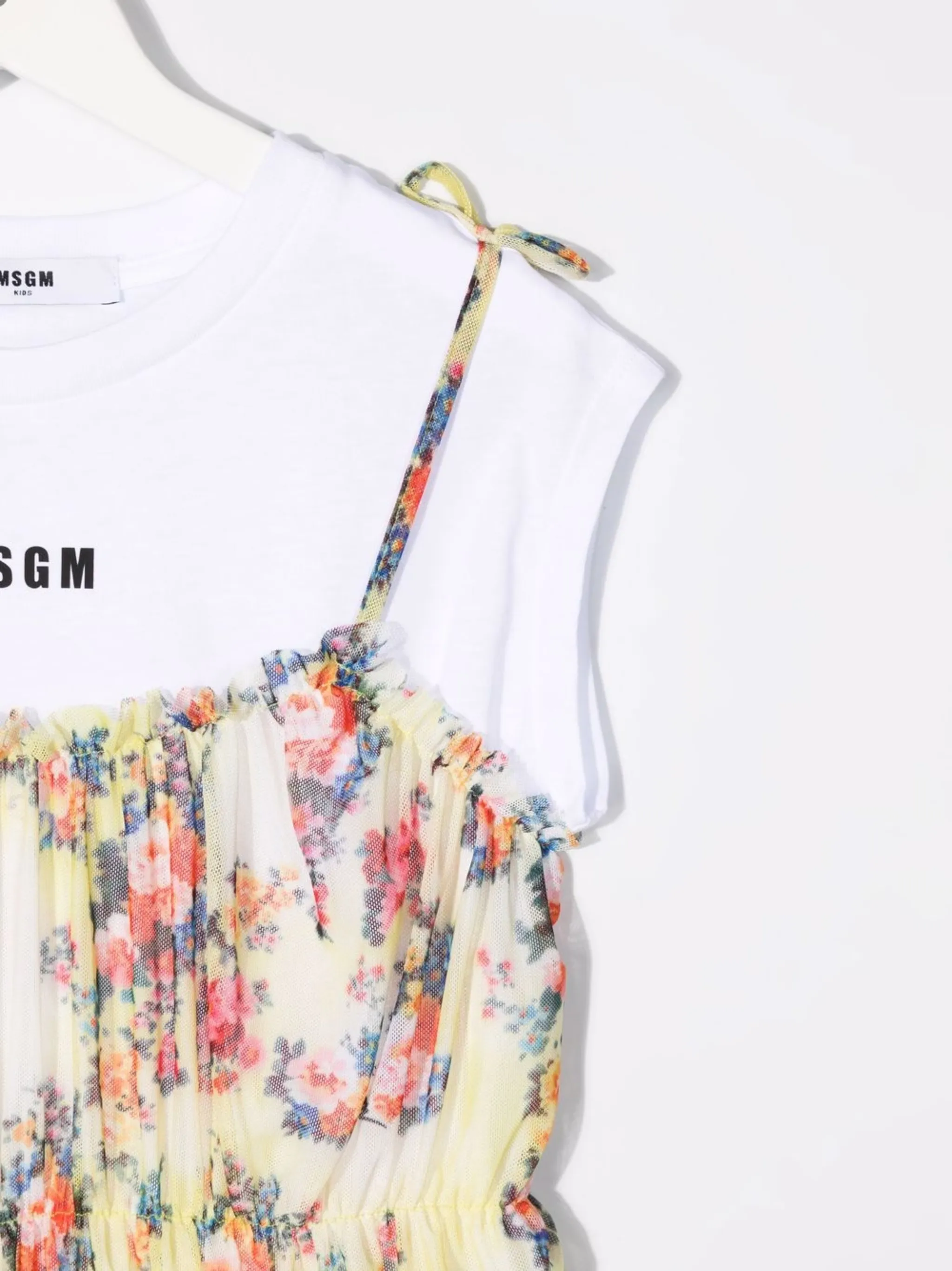 Платье-футболка с цветочным принтом Msgm Kids, желтый — фото 3