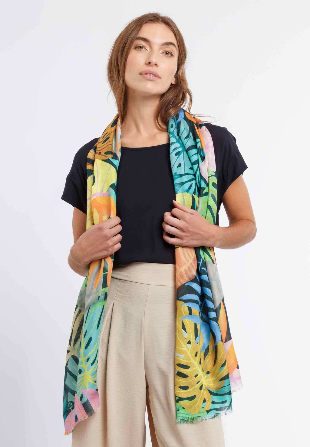 

Шарф TROPICAL FLORAL STOLA FRAAS, бирюзовый