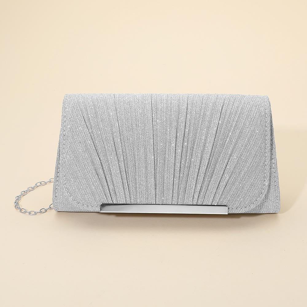 

Блестящая плиссированная элегантная вечерняя сумка-клатч через плечо из плиссированной ткани FASHNZFAB, серебряный