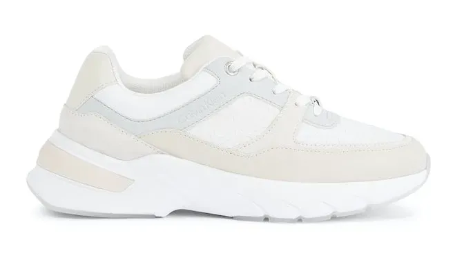 

Кроссовки на танкетке Calvin Klein "ELEVATED RUNNER - MONO MIX", с контрастной отделкой на пятке, повседневная обувь, полуботинки, туфли на шнуровке, цвет Ecru-Weiß