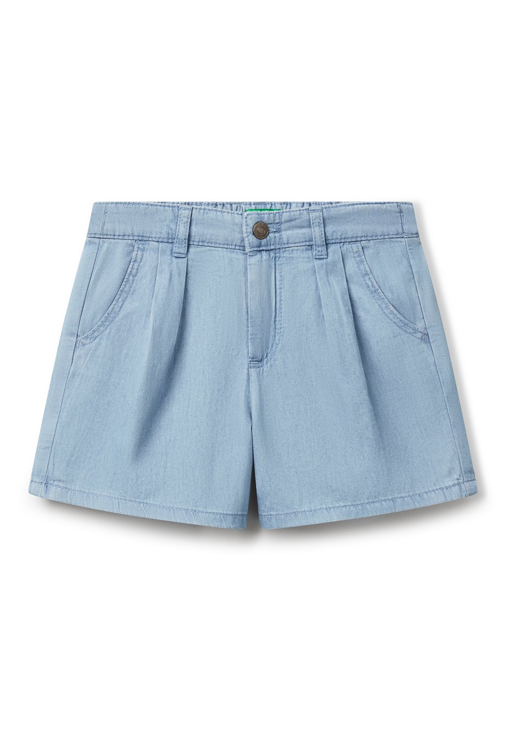 

Джинсовые шорты WITH FRONT SLANT FRONT POCKETS PATCH BACK POCKETS ADJUSTABLE ELASTIC BACK WAIST EMBROIDERED WIDE United Colors of Benetton, синий
