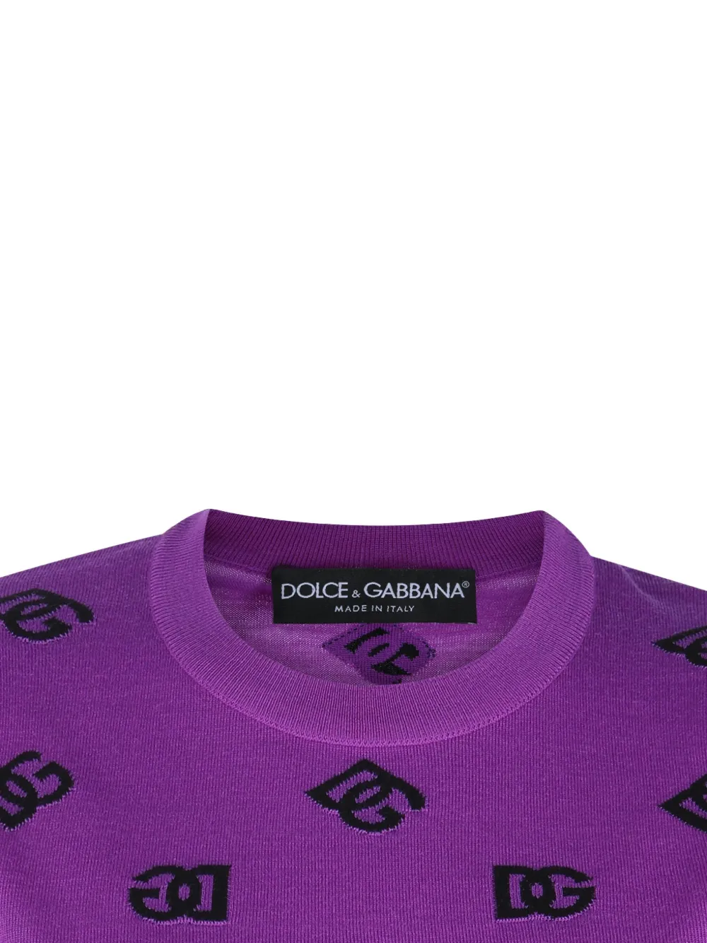Свитер с круглым вырезом и логотипом DOLCE & GABBANA, фиолетовый — фото 3