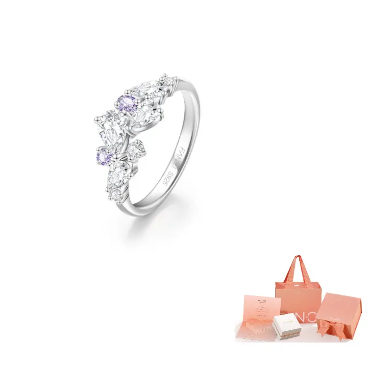 

FANCI S925 серебряное кольцо с инкрустацией фиолетового камня для женщин