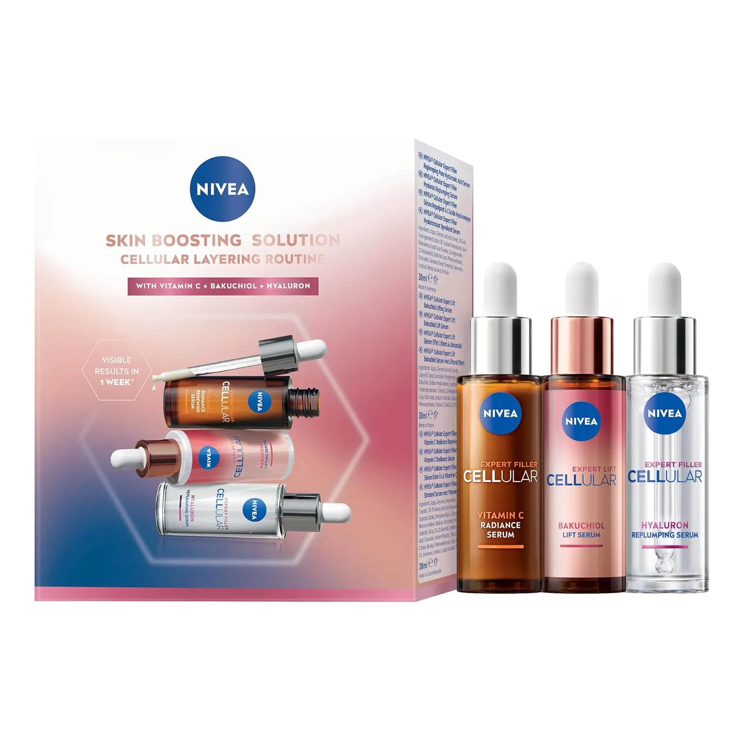 Набор сывороток для лица NIVEA Cellular Skin Boosting Solution Set, 3 x 30 мл Nivea