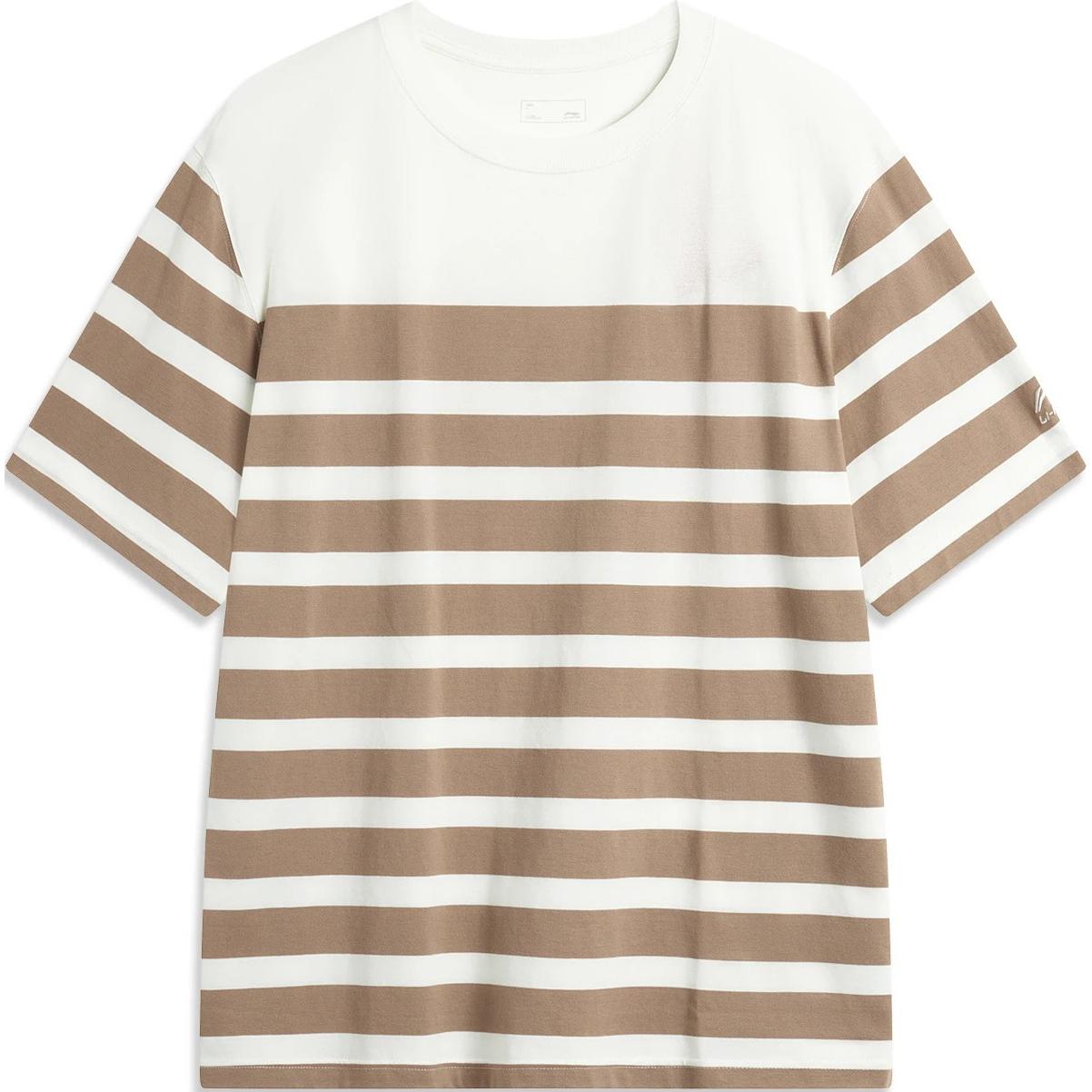 

LiNing Футболка спортивная серия тренд мужская цвет слоновая кость какао коричневые полосы