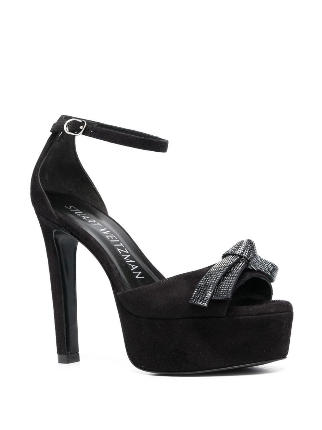 Stuart Weitzman босоножки Discoplatform 130 с бантом, черный — фото 2