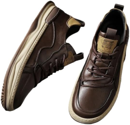 

Мужские и женские низкие кеды - верх из блестящего синтетического материала, амортизирующая подошва из ПВХ, минималистичные повседневные обувь с поддержкой свода и противоскользящей подошвой Minlaidian, коричневый