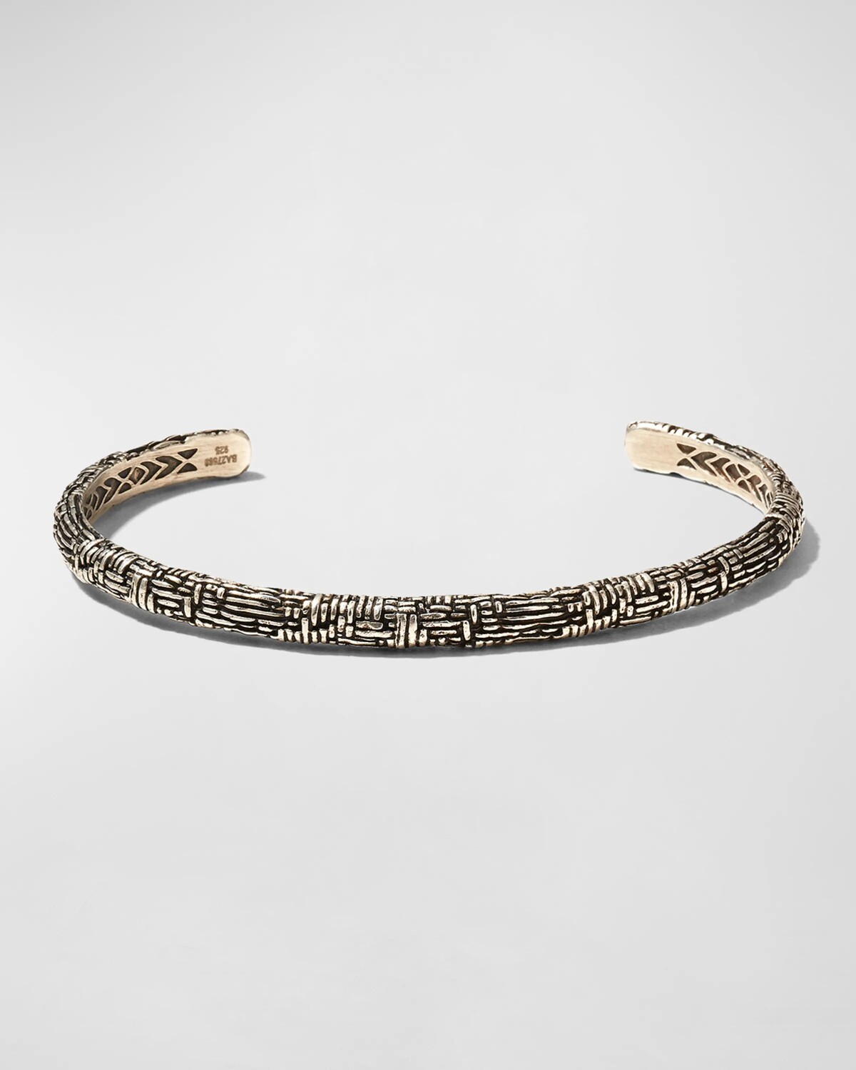 

Мужской браслет-манжета с тканой текстурой ручной работы John Varvatos, цвет Silver