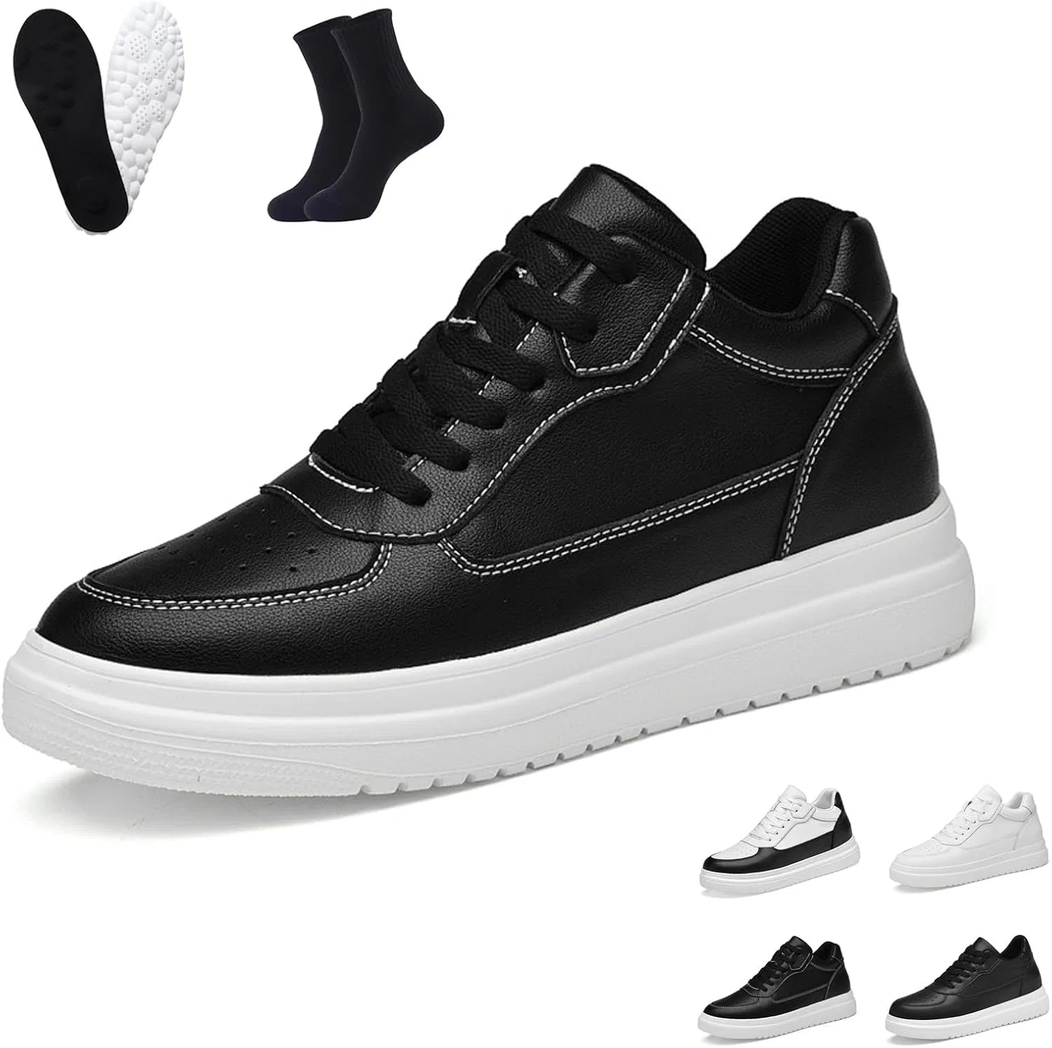 Кроссовки Elevate Shoes for Men and Women, Shoes with Risers for Men, Height Increase 4/6/8/10 cm, Breathable, Non-Slip, Invisible Ruileyou, Black 10 Cm