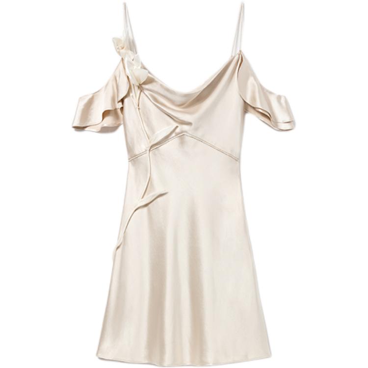 

Сатиновая мини-платье с цветочным принтом Self-portrait, Champagne Apricot