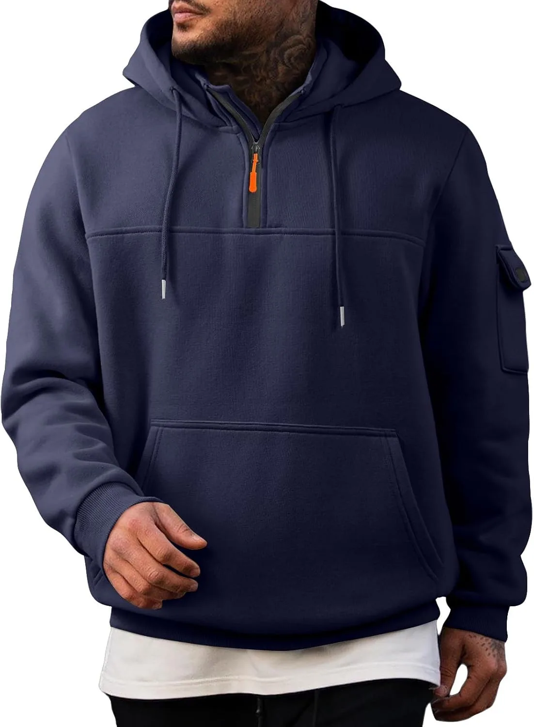 

Мужской 1/4 Zip свитшот с капюшоном и карманами JWNYJFB