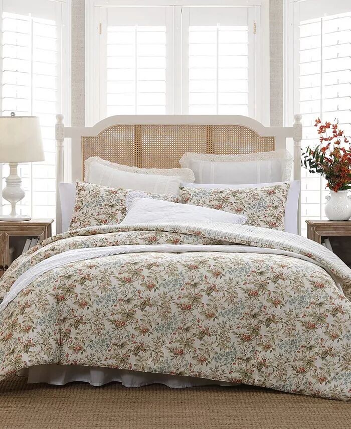 

Двусторонний комплект из 2 хлопковых одеял с цветочным принтом Bramble, Twin Laura Ashley, бежевый