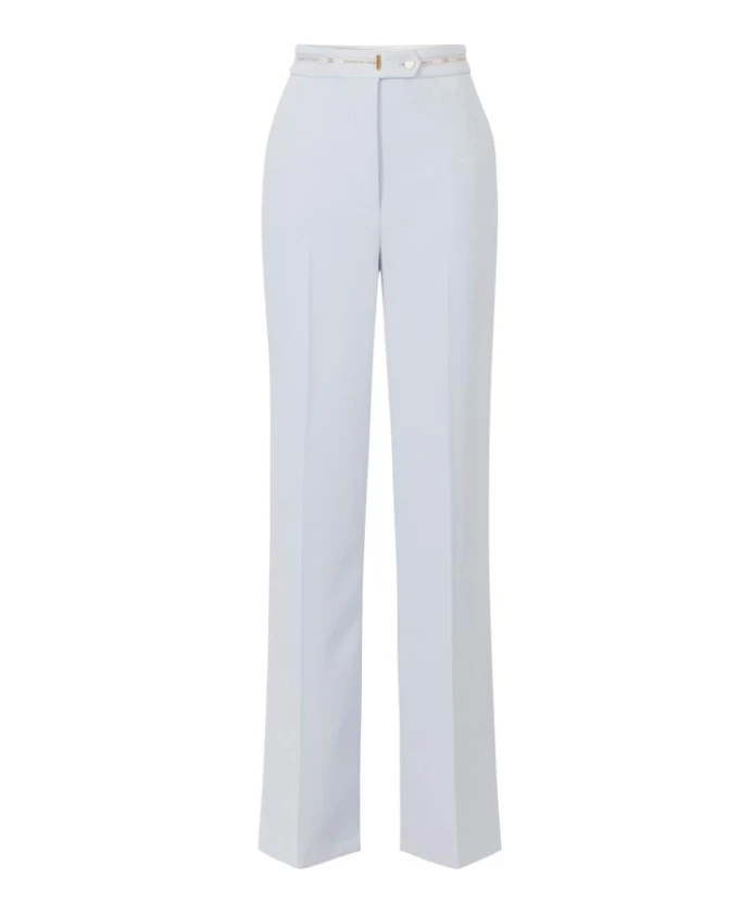 

Легкие брюки-палаццо из крепа с логотипом. Elisabetta Franchi, синий