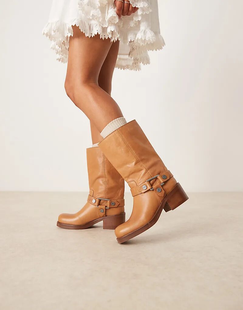 Женские сапоги ASOS DESIGN Colton до колена из высококачественной кожи, коричневый — фото 4